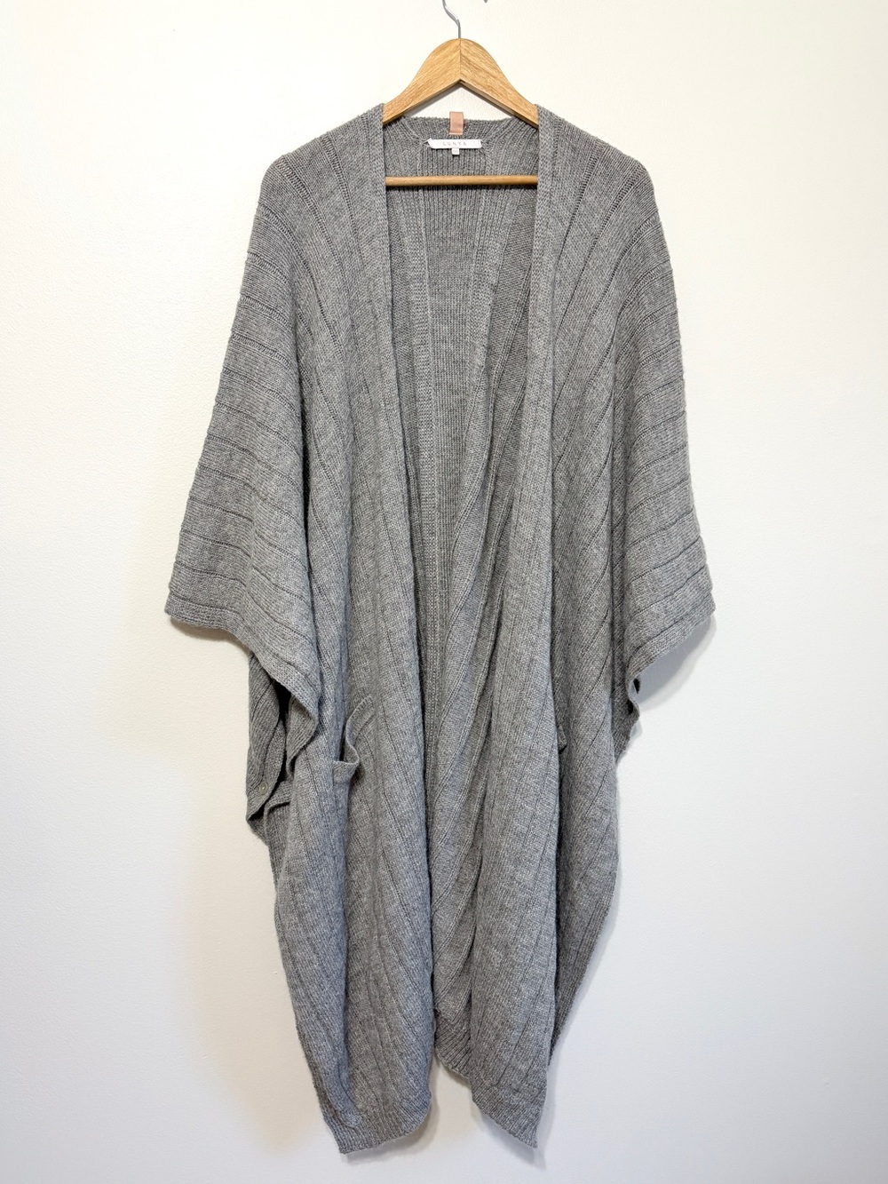 NEW Lunya Superfine Alpaca Cardigan Long Chunky Shawl One Size Sweater Gray